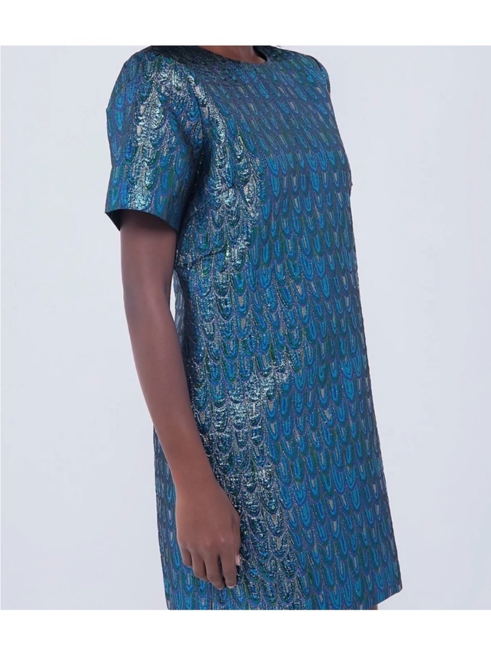 Tuckernuck Pavo jacquard Mae Metallic Brocade Shift Dress Sz M NWT